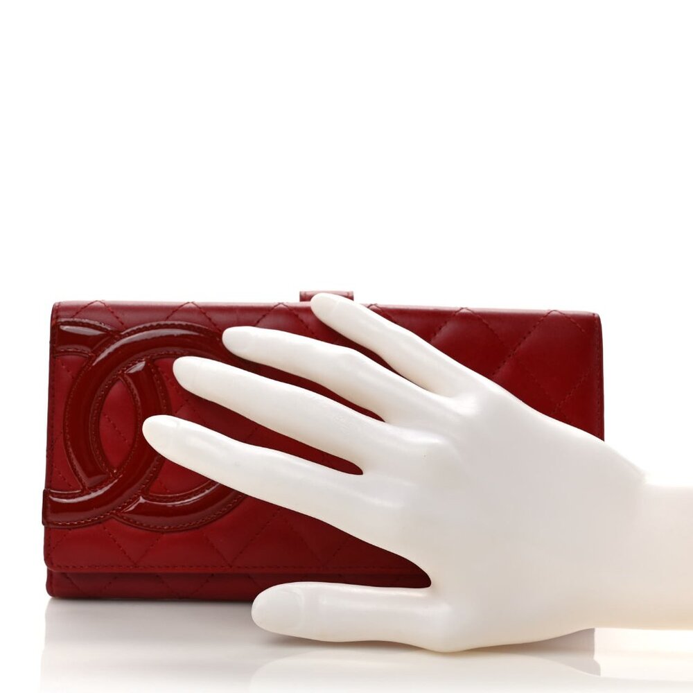Chanel  Calfskin Quilted Cambon Long Double Wallet Red - Picture 7 of 8